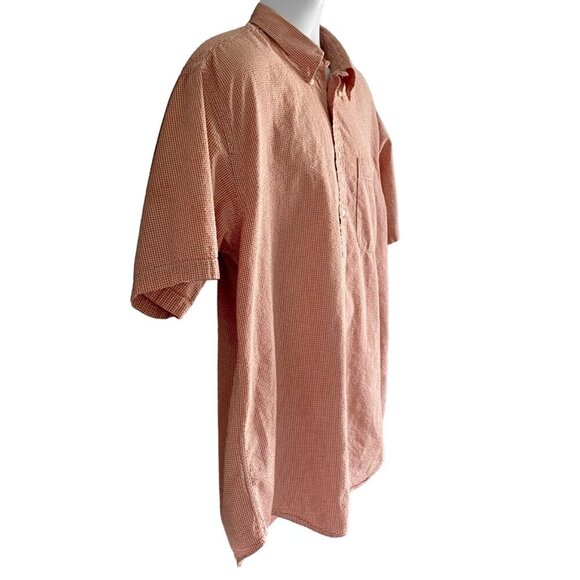 Izod Orange and White Cotton Short Sleeve Button Down Shirt Men's Large - Picture 4 of 8